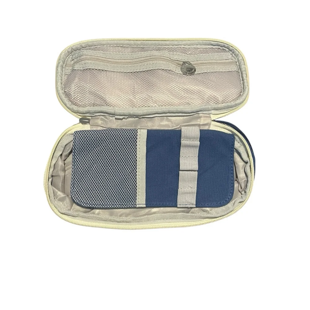 Deer and Forest Canvas Pencil Case Blue White NWT